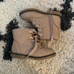 Cat & Jack Pink Sparkly Side Zip Boots Girls Size 9